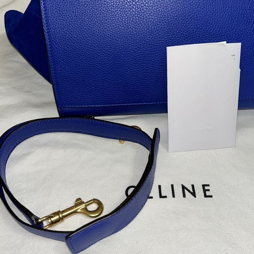 Authentic Celine Leather/Calfskin Suede Trapeze Indigo Shoulder/Top Hand… - Picture 17 of 17